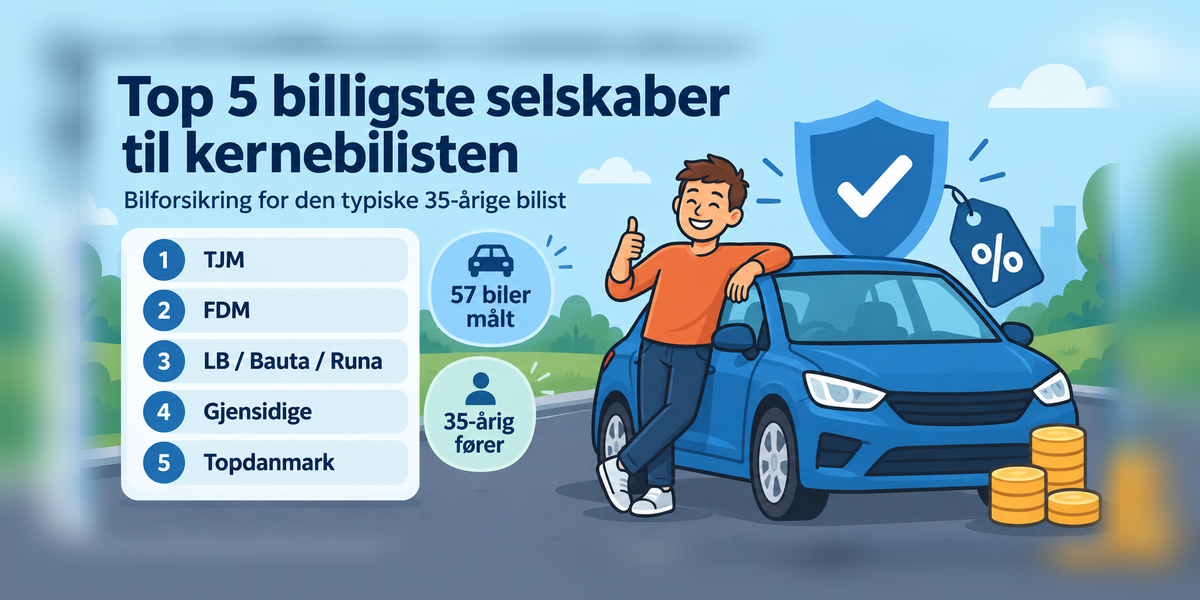 Top 5 billigste selskaber til kernebilisten